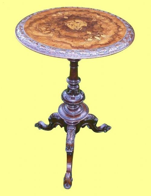Superb Quality Victorian Inlaid Burr Walnut Wine Table