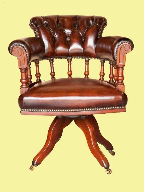 Superb Quality Victorian Mahogany Swivel Desk Chair