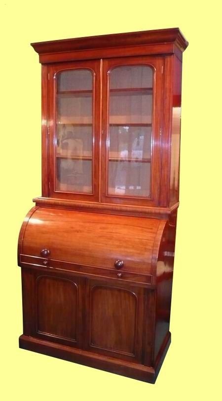 Victorian Mahogany Antique Cylinder Bookcase