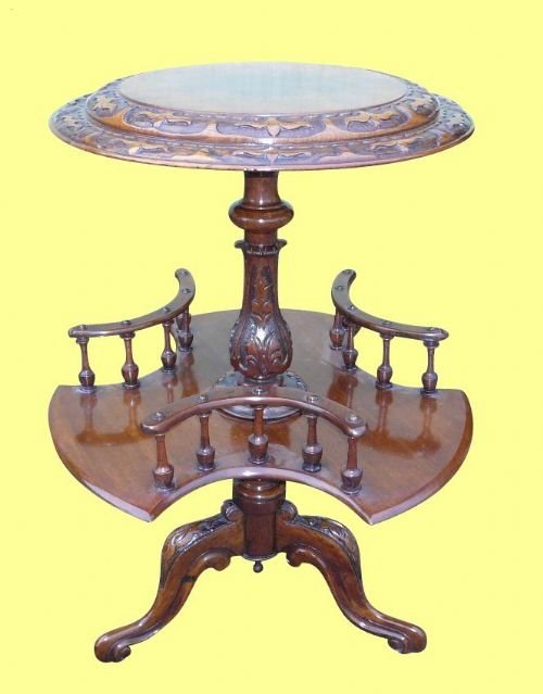 Superb Victorian Burr Walnut Antique  Book Table