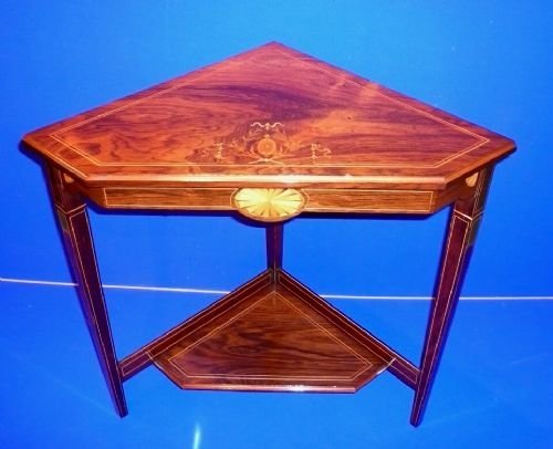 Quality 19th Century Inlaid Rose Wood Antique Corner Table