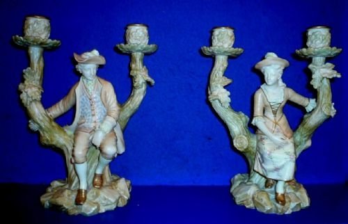 Pair of Beautiful Victorian Royal Worcester Figurine  Candleabras