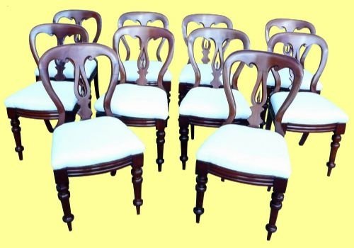 Quality Set of Ten Victorian Mahogany Antique Dining Chairs 
C1865
 Quality Set of Ten Victorian Mahogany Antique Dining Chairs 
C1865
 
Quality Set of Ten Victorian Mahogany Antique Dining Chairs 
