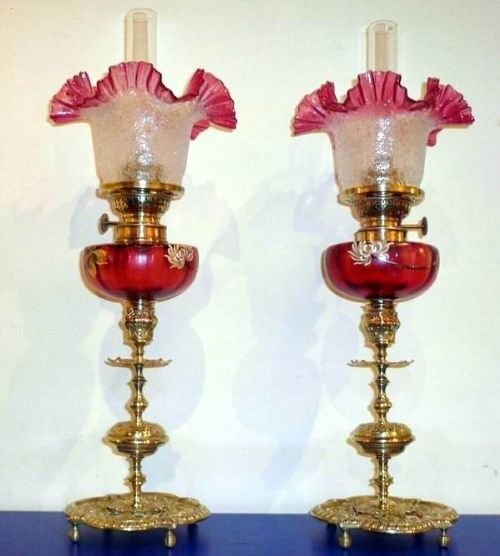 Pair of Victorian Antique Peg Lamps