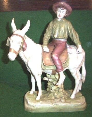 Royal Dux Figurine of Donkey and Boy
