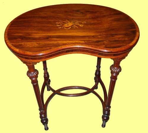Superb Quality Inlaid Rosewood Kidney Shaped Table