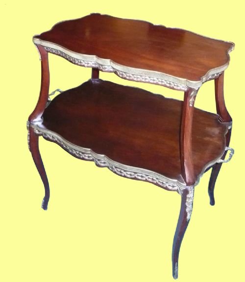 Fine Victorian Ormolu Mounted Mahogany Two Tiered Antique  Table