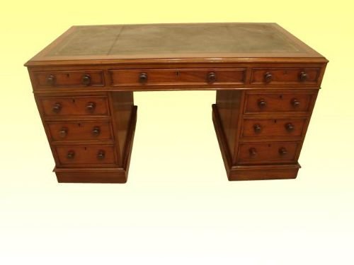 Victorian Mahogany Antique Pedestal Desk