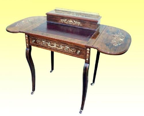 fig 1. Beautiful Little Inlaid Rosewood Antique Desk