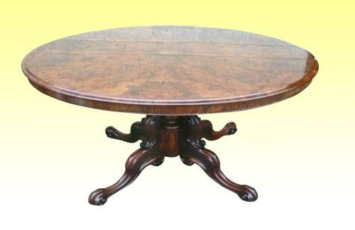 Magnificent 19th Century Burr Walnut Oval Loo Table