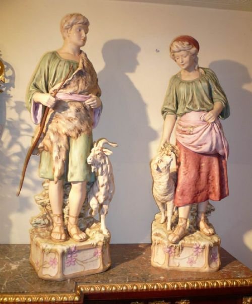 Very Large Pair of Royal Dux Figurines