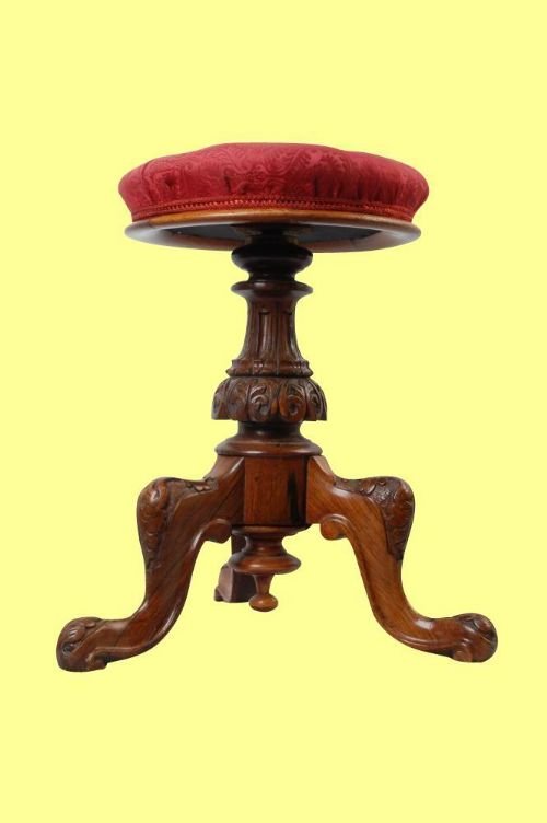 Quality  Victorian Rosewood Revolving Adjustable Organ,dressing Table  Stool