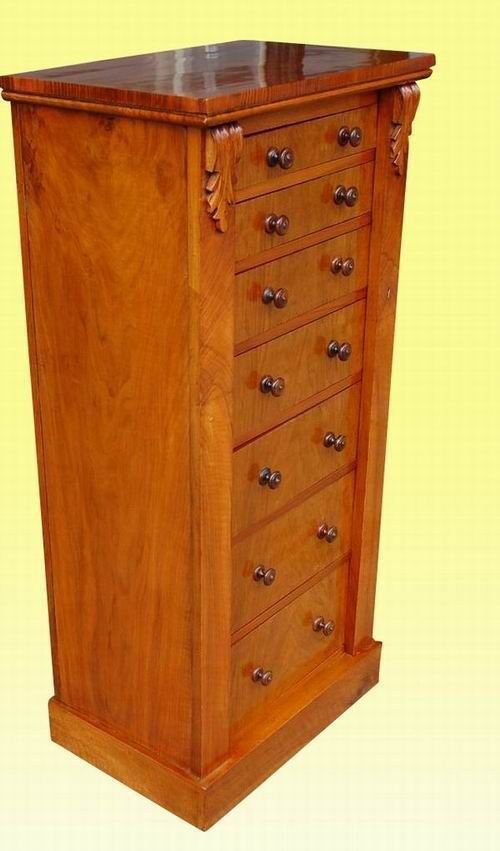 Superb Victorian Antique Walnut Wellington Chest