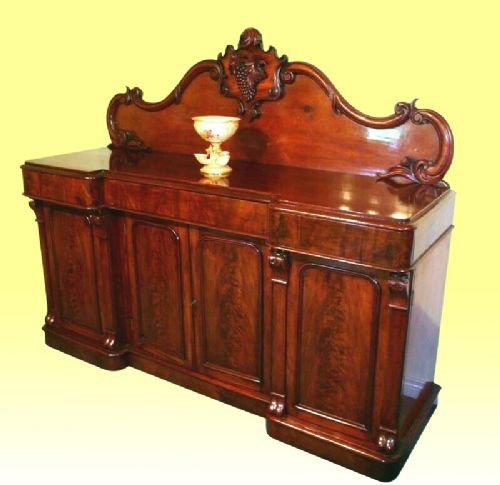 Victorian Mahogany Inverted Breakfront Four Door  Sideboard