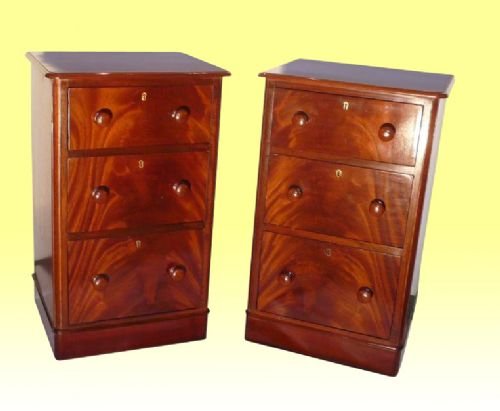 Pair of Victorian Mahogany Adapted  Bed Side Cabinet Chests
