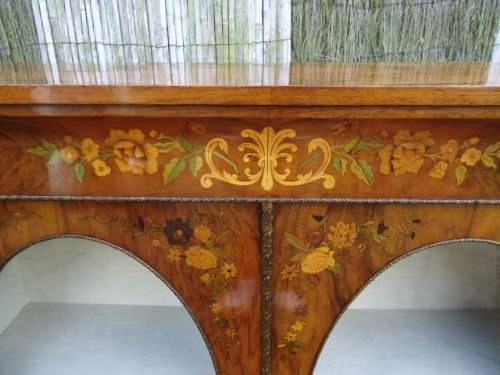 fig 1. Figured Walnut And Marquetry Antique Pier Cabinet