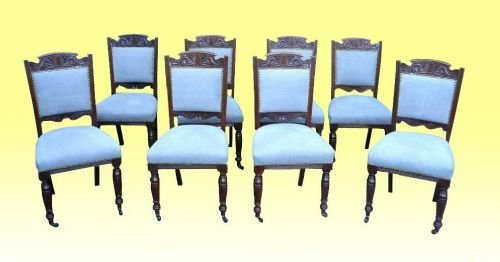 Set of Eight Late Victorian Mahogany Antique Dining Room Chairs