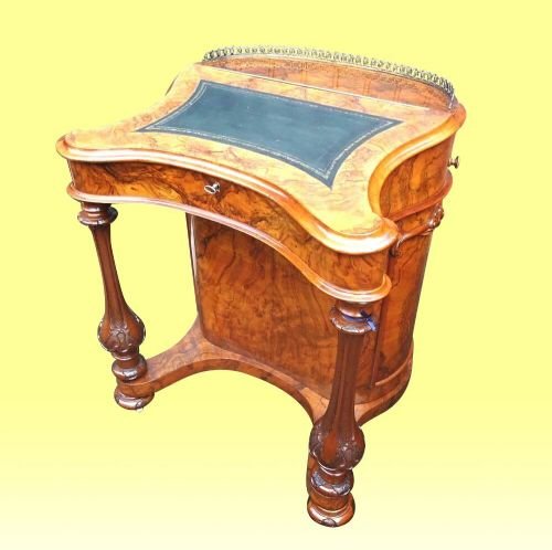 Magnificent Antique Burr Walnut Davenport