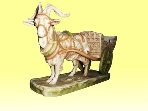 Large Royal Dux Goat and Cart