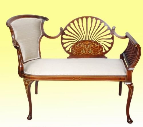 Late 19thc Inlaid Antique Settee