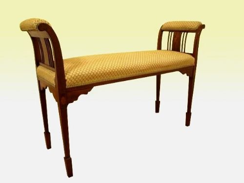 A Quality Mahogany Inlaid Antique Window Seat/duet Stool. 
