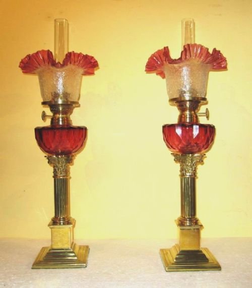 Superp Pair of Antique Peg Lamps