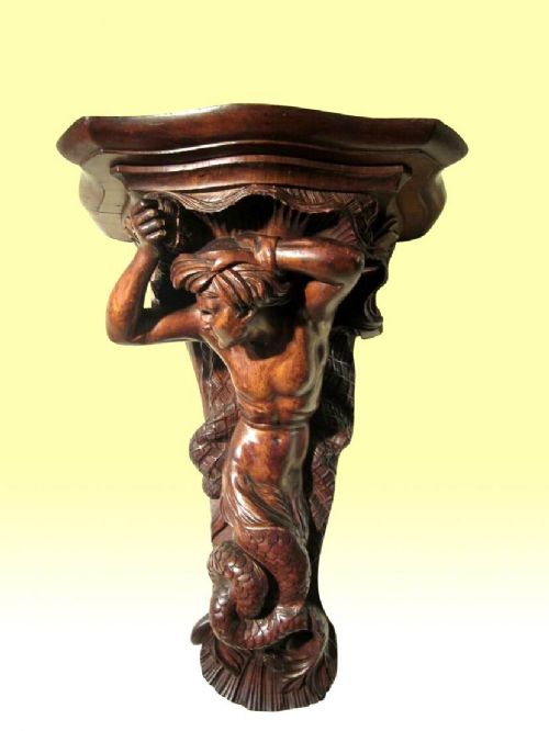 Fabulous Large Carved Oak Antique Wall Bracket
