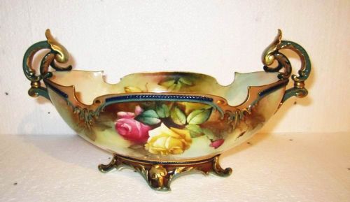 Royal Worcester Antique Boat Shaped Bowl Signed a Hood
