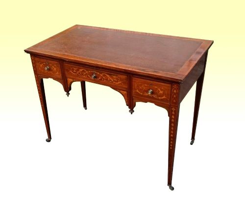 Small Marquetry Inlay Rosewood Antique Desk