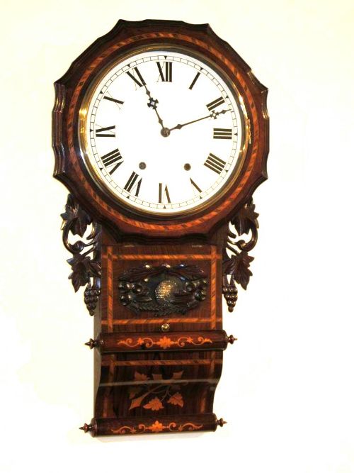 Superp Antique Inlaid Rosewood Drop Dial Wall Clock