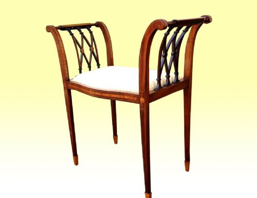Quality Inlaid Mahogany Antique Window Seat