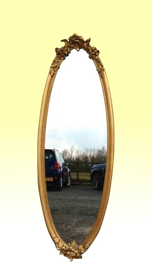 Superb Large Antique Gilt Oval Pier Mirror