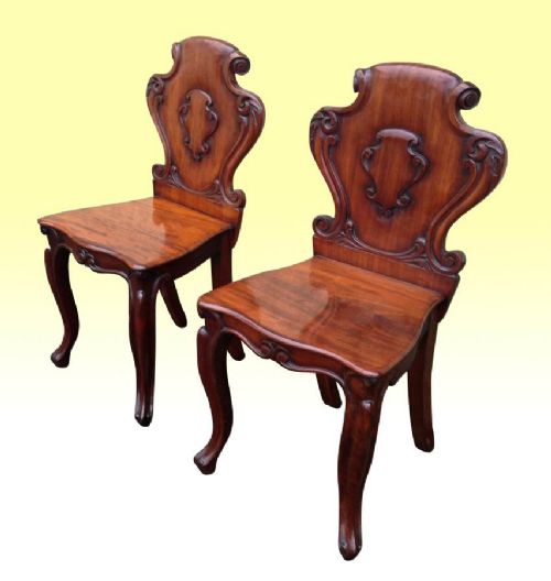 Pair of Antique Quality Mahogany Hall Coaching Chairs