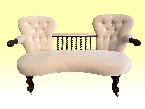 Beautiful Small  19thC  Rosewood 
Antique Deep Buttoned Settee 
