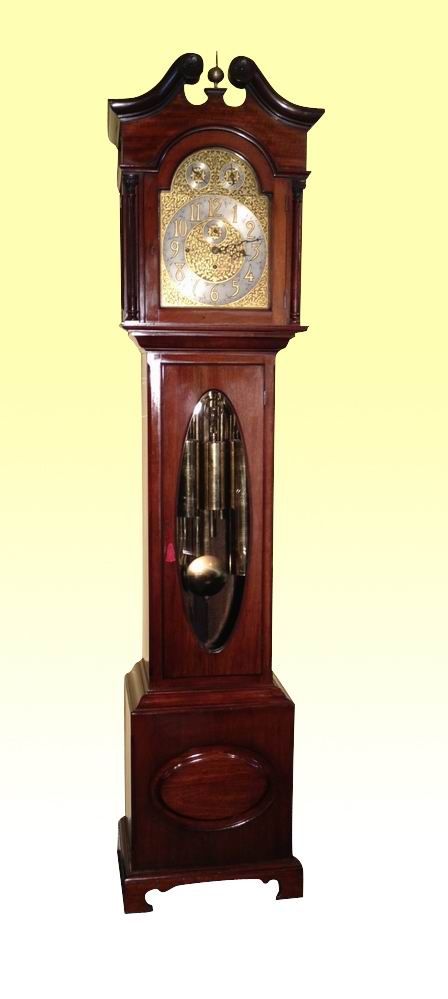 Quality Mahogany Longcase Tubular Chiming Clock.
