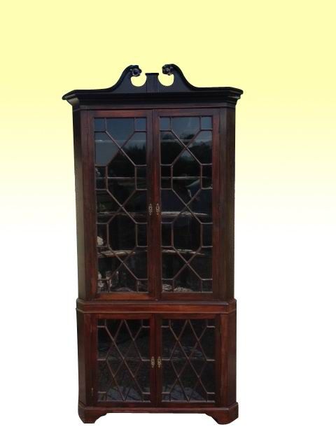 Period Georgian  Four Door Glazed Corner Cabinet