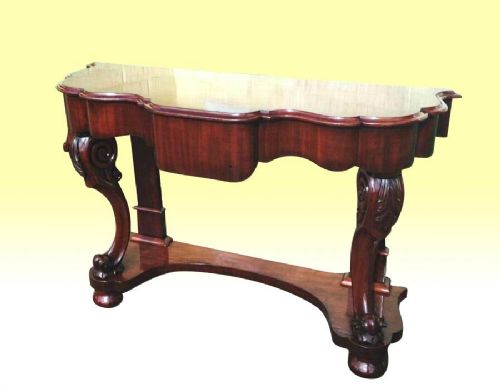 Narrow Victorian Mahogany Antique Hall Consul  Table with Drawer
