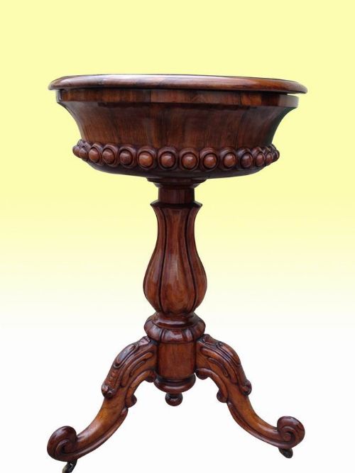 Magnificent Early Victorian Antique Rosewood Tea Poy