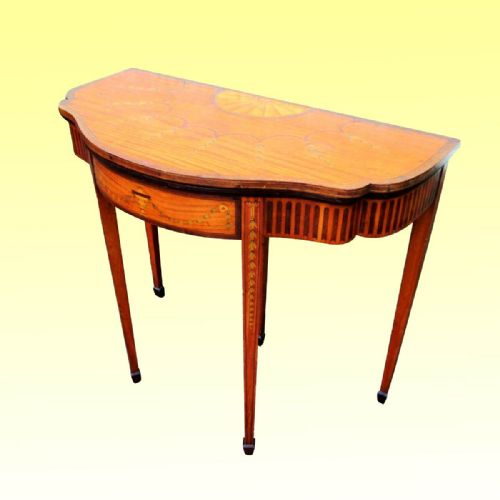 SUPERB INLAID AND PAINTED SATINWOOD 19TH CENTURY TURN OVER LEAF GAMES TABLE - ADDITIONAL PHOTO 6