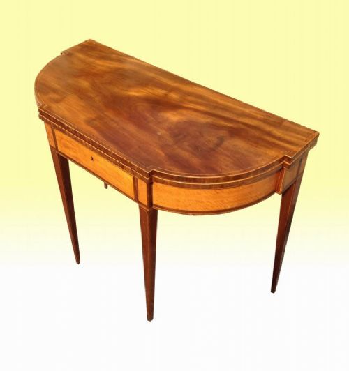 Quality Georgian Inlaid Mahogany and Satinwood Turn Over Leaf Tea Table