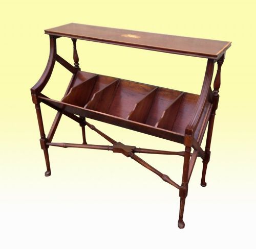 Fine Antique Inlaid Mahogany Book Trough