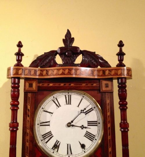 fig 2. Superb antique inlaid walnut drop dial wall clock