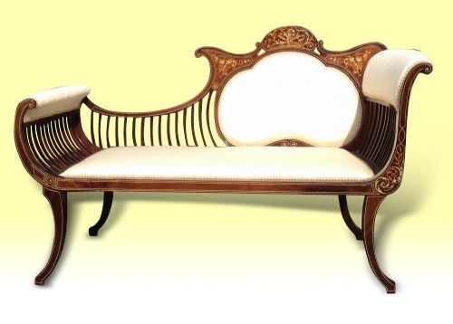 Stunning Antique Inlaid Mahogany Settee
