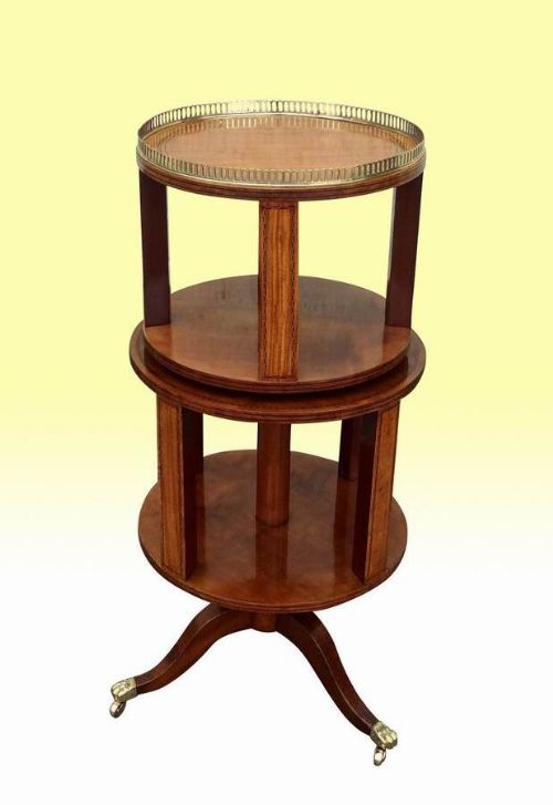 Stunning Inlaid Satinwood Antique Circular Revolving Bookcase
