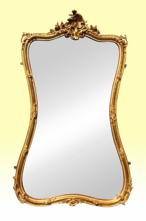 Beautiful 19th Century  Gilt,shaped, Crested  Bevelled  Antique Mirror