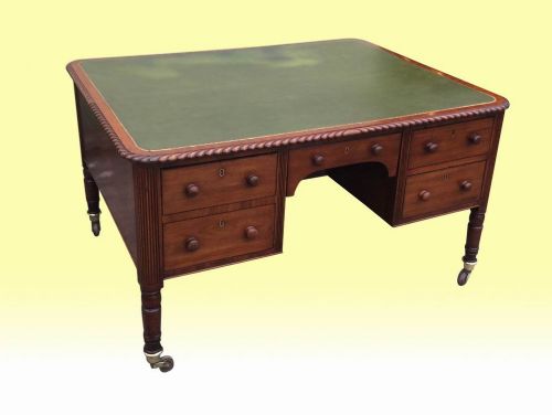 Period  Irish Regency Mahogany Partners Desk