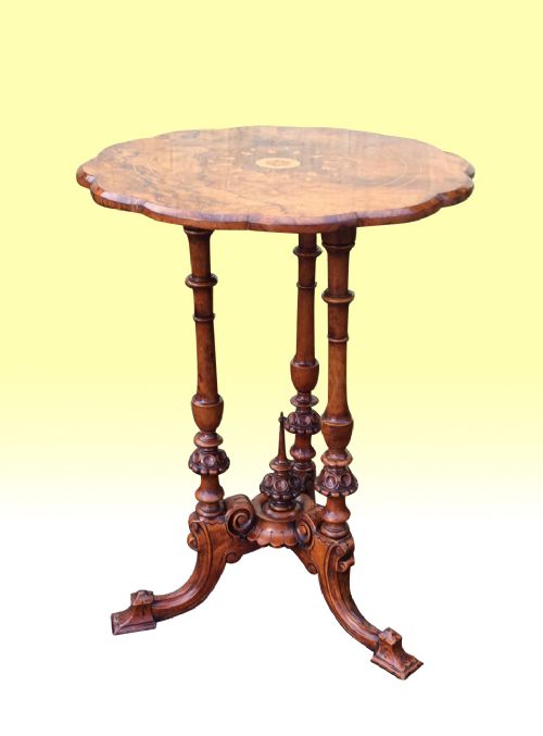 Stunning Victorian Inlaid Burr Walnut Antique Wine Table