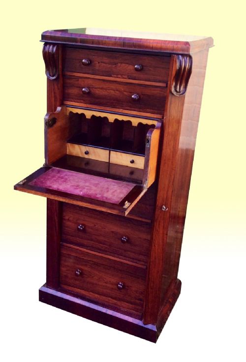 Stunning Quality Victorian Rosewood Secretaire Wellington Chest