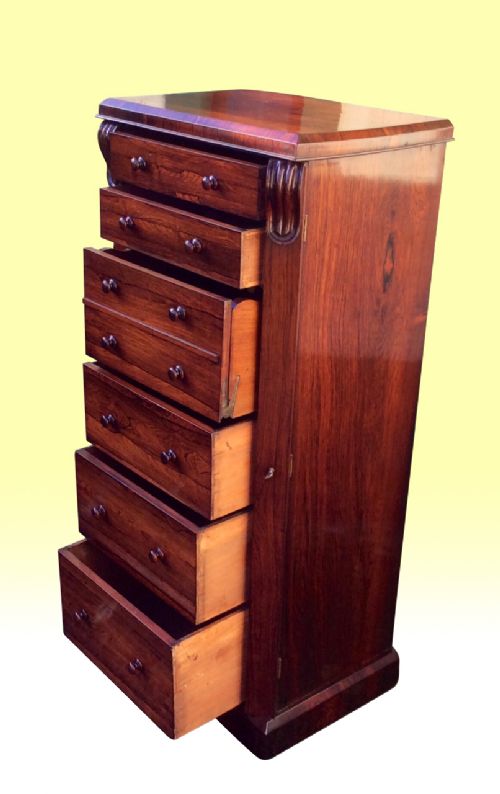 fig 1. Stunning quality Victorian Rosewood Secretaire Wellington Chest