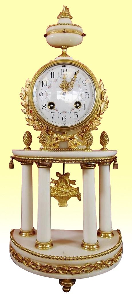 fig 1. Antique marble and gilt bronze marble mantel clock set garniture